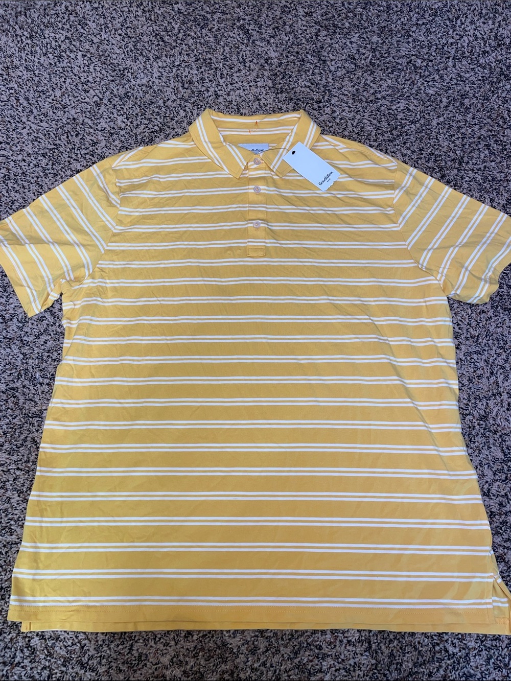 Goodfellow & Co Yellow and White Striped Game Day Polo XL NWT